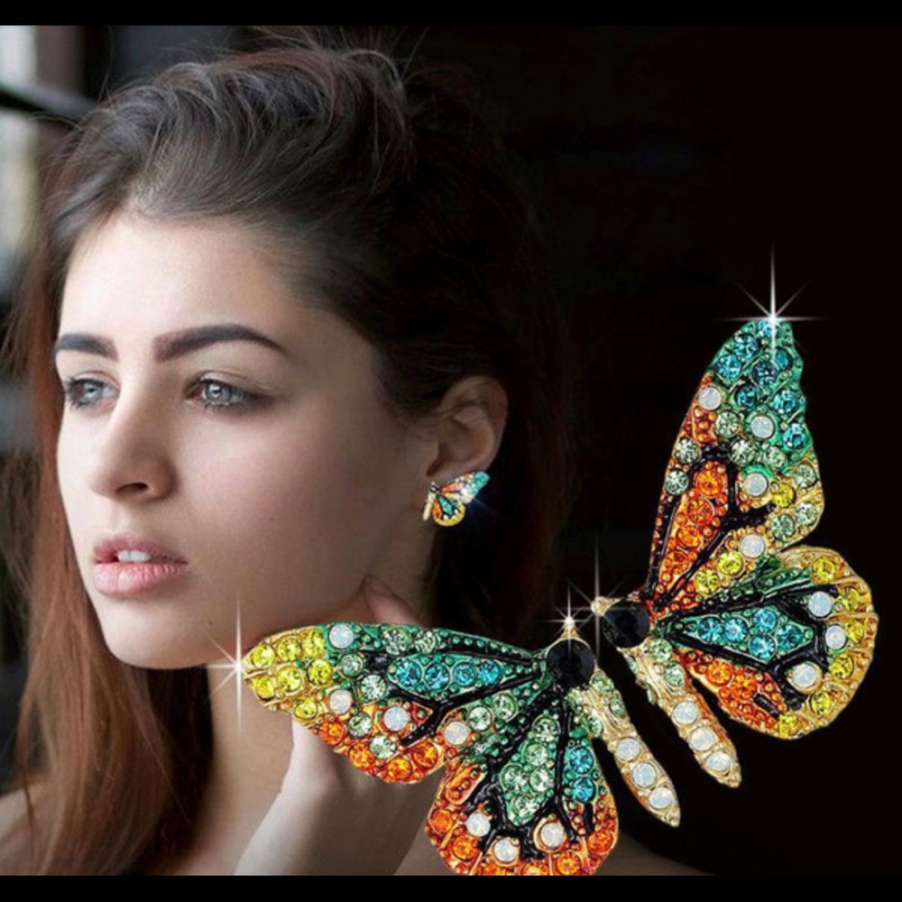 Multicolor Butterfly Wing Earrings